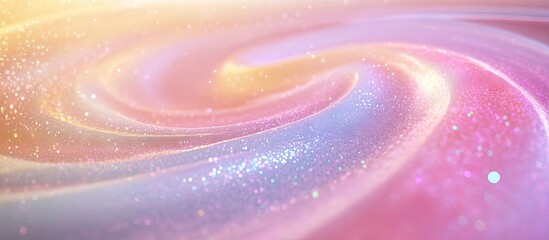 Aufkleber - Swirling abstract pastel background with pink, lavender and soft golden hues, featuring shimmering glitter textures in a smooth blend.