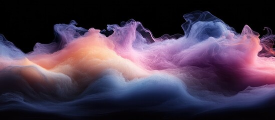 Fototapete - Vibrant abstract smoke swirls in hues of pink, purple, and blue against a black background, creating a mesmerizing and ethereal atmosphere.