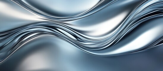 Aufkleber - Captivating abstract background of metallic ocean waves in shades of blue and grey with flowing curved lines creating dynamic visual movement