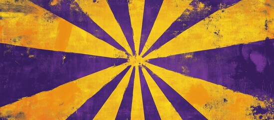 Poster - Vibrant abstract design with deep purple and bright yellow rays radiating from the center creating a striking visual impact with dynamic colors