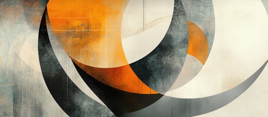 Leinwandbilder - Dynamic abstract artwork featuring bold orange curves and gray lines against a soft white background, showcasing a minimalist modern aesthetic.