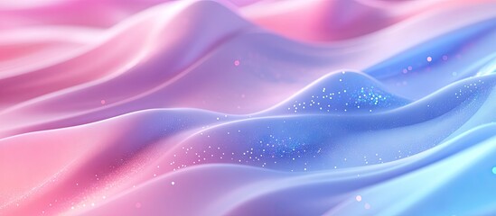 Leinwandbilder - Soft pastel waves of fabric in shades of pink and blue with sparkling highlights, creating a serene and dreamy background composition.