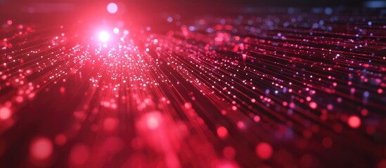 Aufkleber - Abstract background featuring red and purple laser rays radiating diagonally across a dark space, illustrating the essence of nano technology and machine hardware.