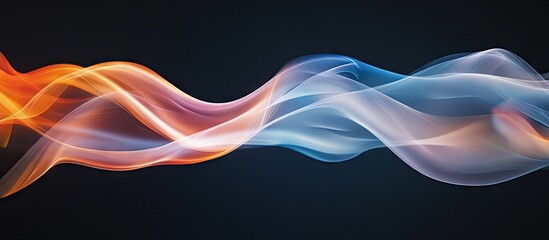 Aufkleber - Vibrant smoke swirls in orange and blue flow gracefully across a dark background creating an enchanting abstract atmosphere with smooth curves.