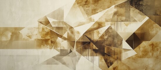 Poster - Abstract geometric artwork in warm beige and brown tones with fragmented shapes and analog grain texture, creating a modern yet timeless aesthetic.