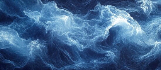 Leinwandbilder - Mesmerizing abstract blue waves with glowing white accents flowing dynamically across a deep blue gradient background perfect for designs