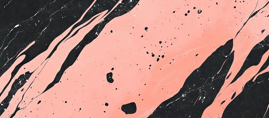 Aufkleber - Abstract pink and black marble texture with fluid paint patterns featuring bold brush strokes and scattered speckles in the bottom-left corner.