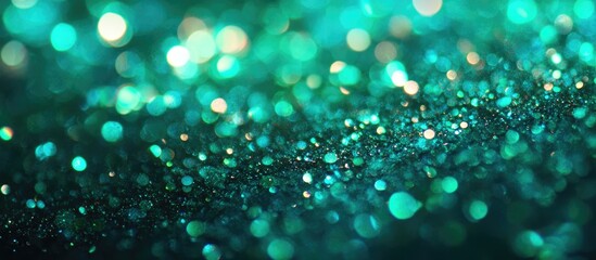 Leinwandbilder - Vibrant green bokeh with soft blurred sparkle in gradient shades of teal and emerald, creating a dreamy atmospheric background for creative projects.