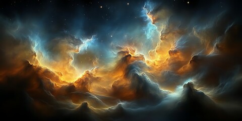 Wall Mural - cosmic nebula, fiery cloudscape.