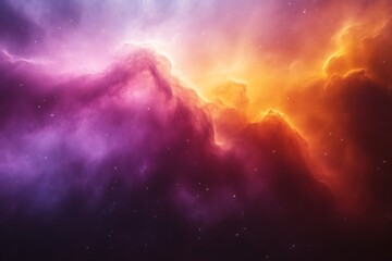 Wall Mural - cosmic nebula with vibrant purple and orange hues.