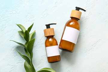 Canvas Print - Bottles of shampoo on white background