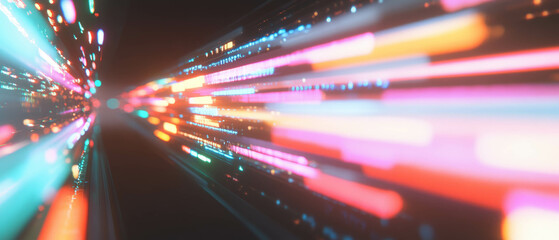 Wall Mural - vibrant abstract background of 3d data visualizations with neon colors and dynamic effects
