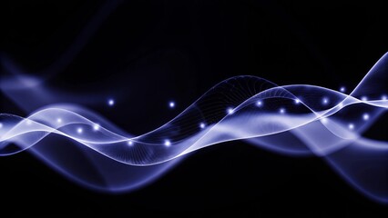 Fototapete - Beautiful abstract wave technology digital network background with blue light digital effect corporate concept futuristic, innovation, science, communication, data, modern, internet, motion