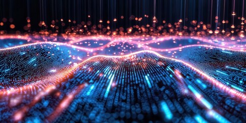 3D Abstract Dots Illustrating Digital Binary Data