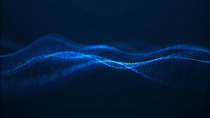 Aufkleber - Beautiful abstract wave technology digital network background with blue light digital effect, corporate concept, futuristic data flow connection visualizatio,n internet communication backdrop