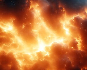 fiery cosmic cloudscape, nebula background, space art