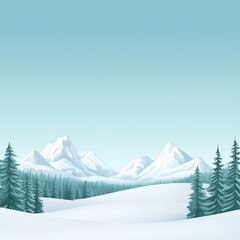 Wall Mural - a breathtaking winter landscape featuring snow-covered mountains and evergreen trees under a clear b