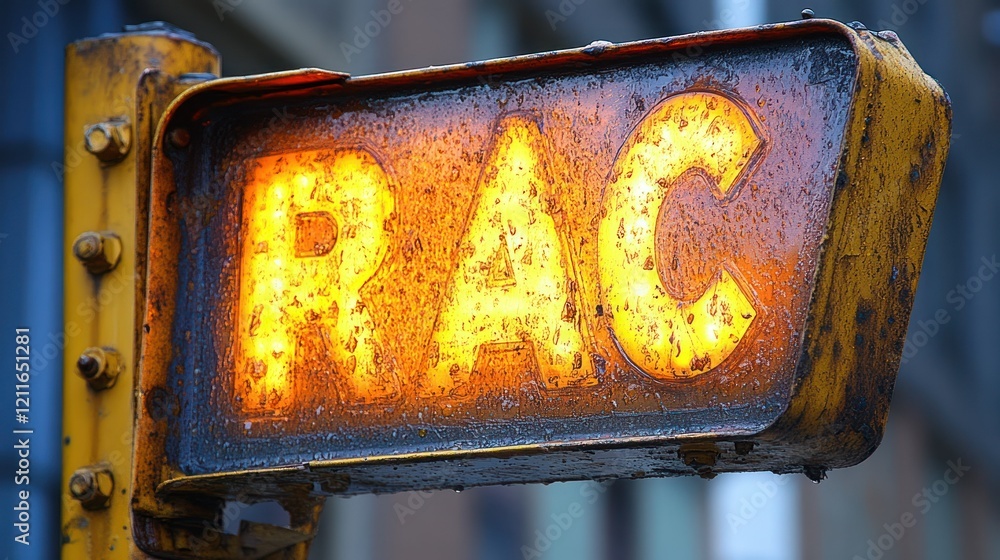 Rustee Cars Sign Rusty RAC Sign, Illuminated Letters, Grungy Texture, Urban Detail ...