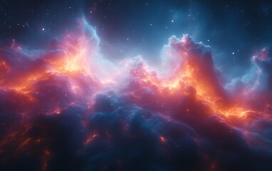 Wall Mural - fiery nebula clouds in space.