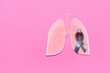 © Pixel-Shot - Paper lungs with grey ribbon on pink background