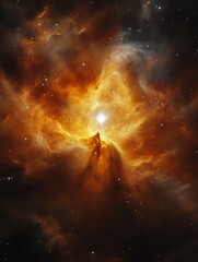 Wall Mural - fiery nebula with bright central star.