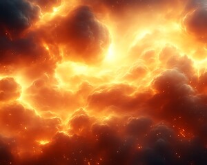Wall Mural - fiery swirling cloudscape, abstract cosmic inferno.