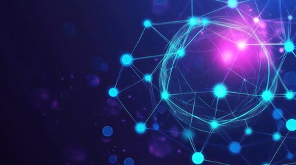 Wall Mural - global network connection glowing sphere, digital, abstract background, website banner