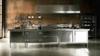 © Natchooda - A sleek, modern industrial kitchen with metal surfaces and spacious layout, ideal for preparing gourmet meals in an elegant environment.