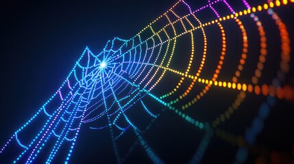 Wall Mural - glowing rainbow web, dark background, digital art, website design