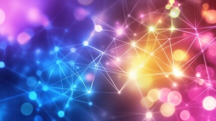 Wall Mural - abstract network connection glowing bokeh background