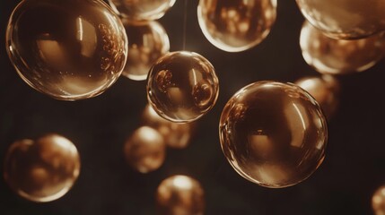 Leinwandbilder - D graphic spheres floating in space, with reflections and soft shadows, creating a futuristic and abstract composition on a dark canvas