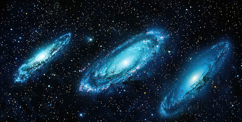 Wall Mural - Cosmic Dance: Three Majestic Galaxies in Deep Space