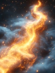 Wall Mural - glowing energy stream in cosmic clouds.