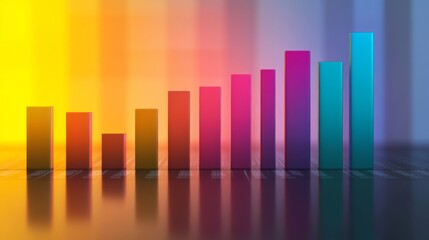 Aufkleber - A business bar chart illustrating annual financial performance, with different colored bars representing income, expenses, and profit, placed on a gradient background.