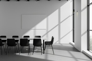 Wall Mural - Ultra Hd Visual of Black Logo Mockup Meeting Room White Wall