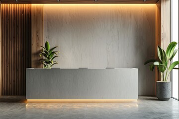 Wall Mural - High Definition Image of Company Logo Mockup in the Office Front Desk or Reception Room