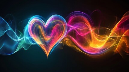 Leinwandbilder - A creative visualization of heart waves morphing into abstract shapes, representing the life force and rhythm in a colorful and energetic manner