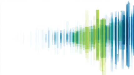 Fototapete - A financial bar graph with vibrant blue and green bars showing profit growth over several quarters, set against a clean white background with clear labels.