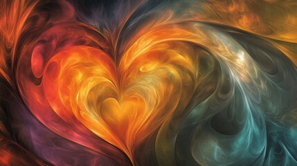 Fototapete - A glowing heart wave pattern flowing through a gradient background, capturing the essence of life and vitality in a visually striking design