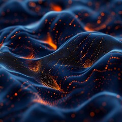 Wall Mural - abstract digital wave of glowing particles.