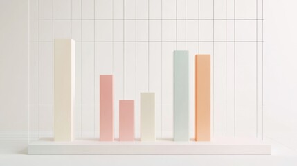 Poster - A minimalist financial bar graph with pastel-colored bars, showing quarterly revenue, displayed on a clean white background with simple grid lines and clear labels.