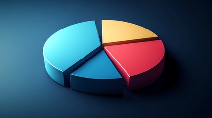 Poster - A professional pie chart illustrating investment portfolio diversity, with sections labeled as real estate, stocks, and bonds, set against a dark blue background.