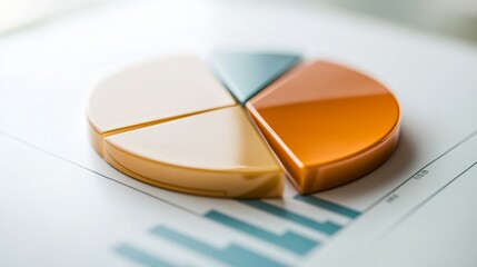 Poster - A simple, clear pie chart illustrating household financial planning, with different categories for savings, bills, and leisure, presented on a clean white surface.