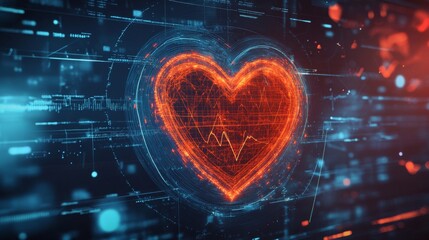 Aufkleber - A vibrant heart wave chart displayed on a digital interface, with pulsing animations that capture the attention and represent heart health