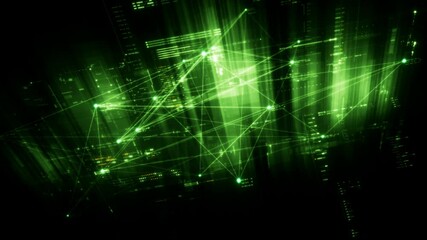 Fototapete - Futuristic data matrix simulation featuring metaverse-inspired elements, an information network, and hi-tech digital data telemetry with encrypted numbers. A dynamic background for computer display