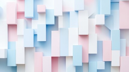 Fototapete - Minimal D bar graph in pastel colors, with shadows cast across a white background, creating a soft and elegant visual