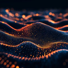 Wall Mural - abstract glowing particle wave landscape.