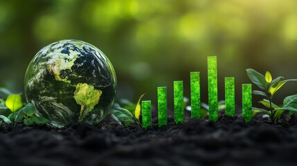 Wall Mural - business concept for global growth. glowing earth globe on a background. global stock market chart. 