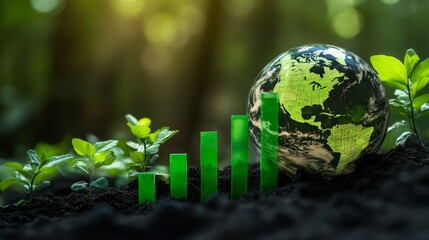 Wall Mural - business concept for global growth. glowing earth globe on a background. global stock market chart. 