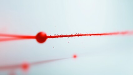 Wall Mural - abstract red line with spheres and particles on light background problem-solution or connectivity co